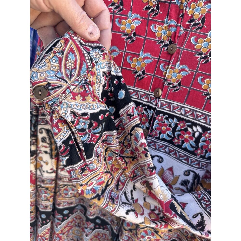 Ulla Popken Designer Shirt 24/26 Women's Colorful Floral Batik Urban Tribal - Picture 3 of 9